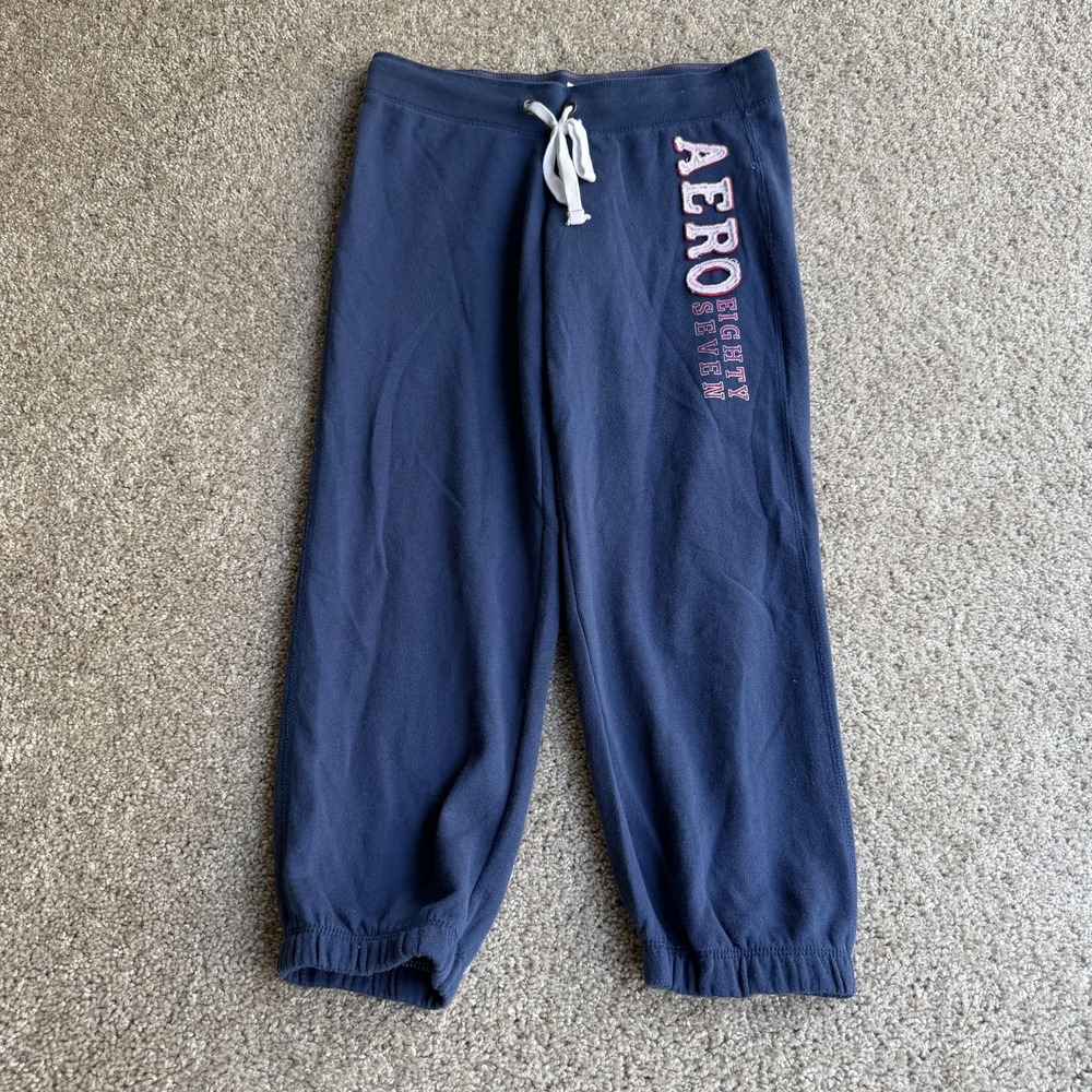 Y2K Aéropostale Sweatpants Womens Small Blue French Terry Aero Jogger